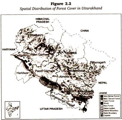 Spatial Distribution of Forest Cover in Uttarakhand