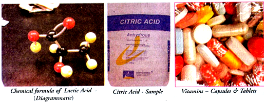 Chemical Formula of Lactic Acid, Citric Acid and Vitamins